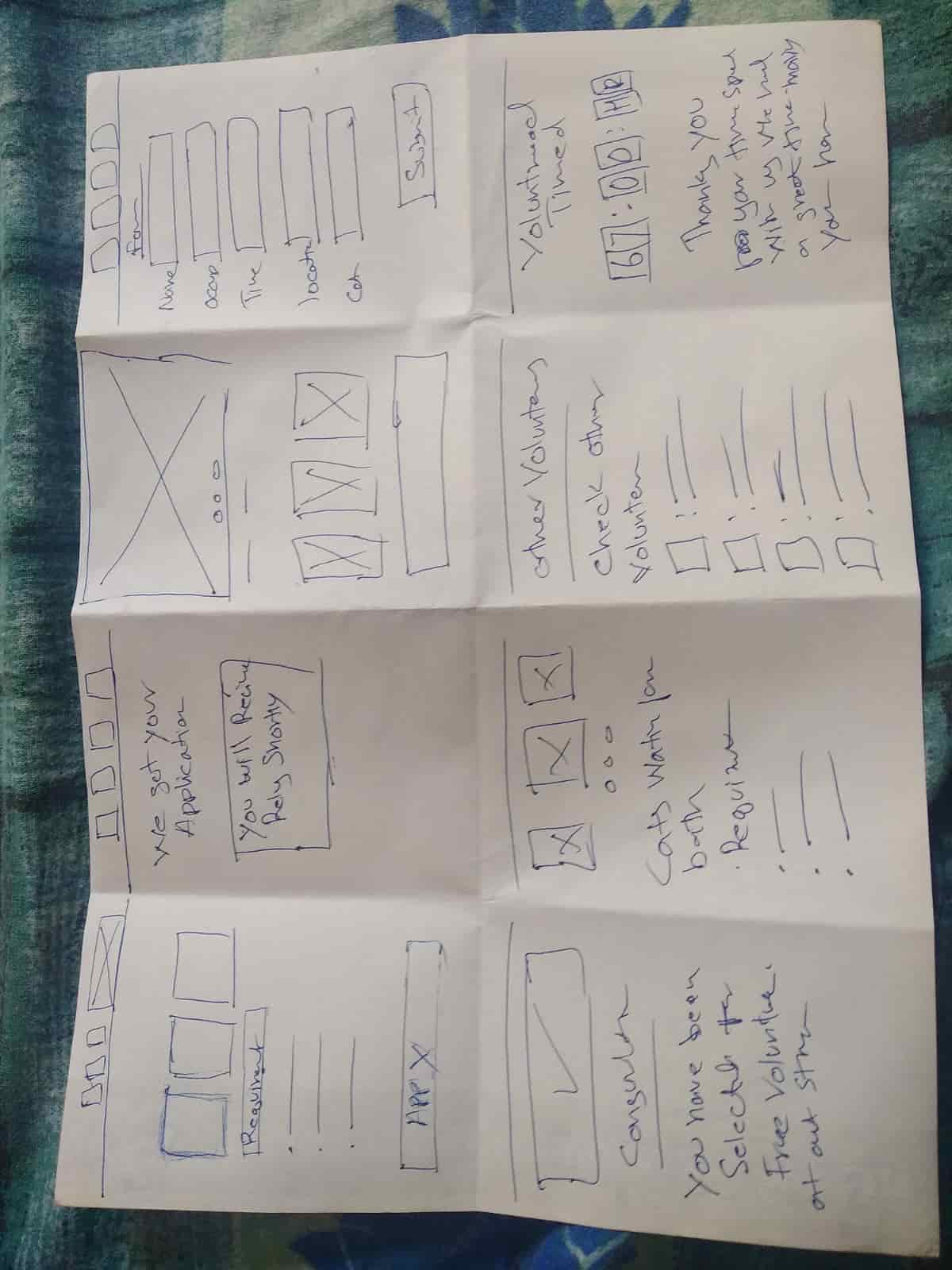 Cat Care Website Hand-drawn Wireframe