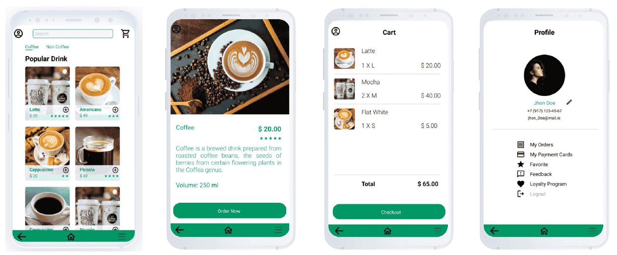 Coffee House App Screens